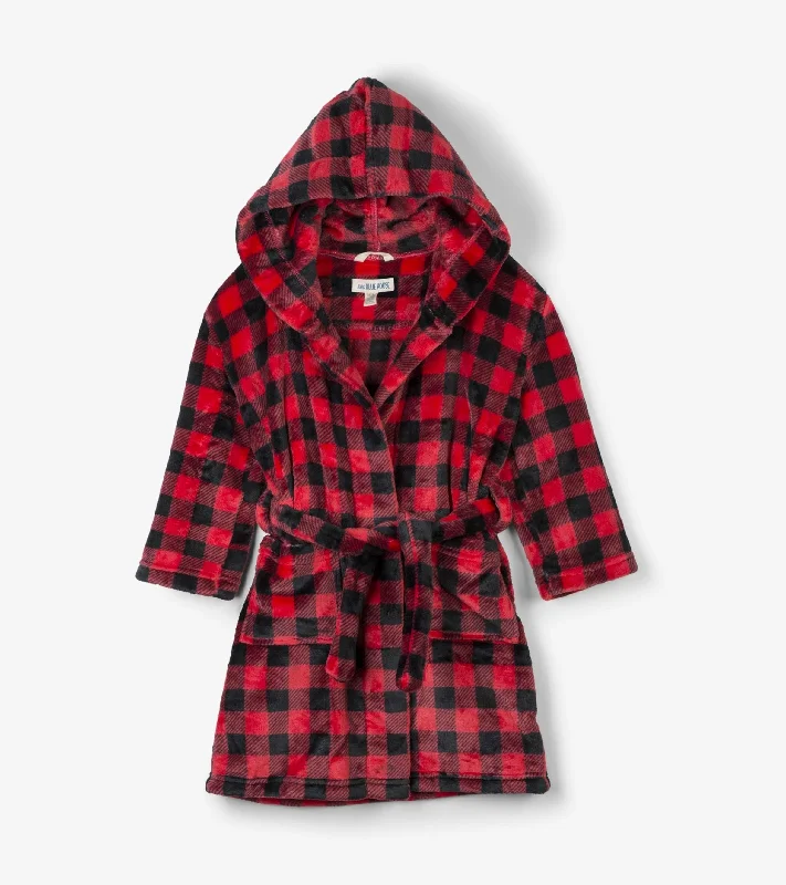 Kids Buffalo Plaid Fleece Robe