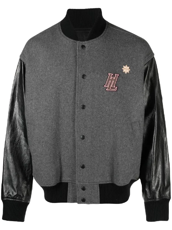 Checkered men jackets in a plaid pattern for a preppy appearanceLogo Varsity Bomber Jacket Checkered men jackets in a plaid pattern for a preppy appearanceLogo Varsity Bomber Jacket
