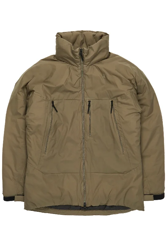Down - filled men jackets in bright colors for winter fashionGoldwin Men's GORE-TEX WINDSTOPPER Puffy Mil Jacket - Taupe Grey Down - filled men jackets in bright colors for winter fashionGoldwin Men's GORE-TEX WINDSTOPPER Puffy Mil Jacket - Taupe Grey