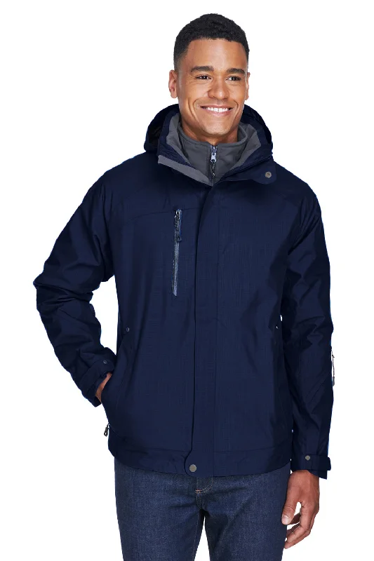 Men jackets with a zip - off sleeves to convert to a vestNorth End Mens Caprice 3-in-1 Waterproof Full Zip Hooded Jacket - Classic Navy Blue Men jackets with a zip - off sleeves to convert to a vestNorth End Mens Caprice 3-in-1 Waterproof Full Zip Hooded Jacket - Classic Navy Blue