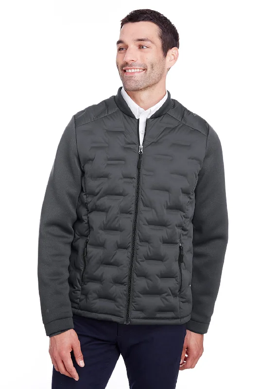 Slim - fit leather men jackets with a distressed finish for a rugged lookNorth End Mens Pioneer Hybrid Waterproof Full Zip Bomber Jacket - Carbon Grey/Black Slim - fit leather men jackets with a distressed finish for a rugged lookNorth End Mens Pioneer Hybrid Waterproof Full Zip Bomber Jacket - Carbon Grey/Black