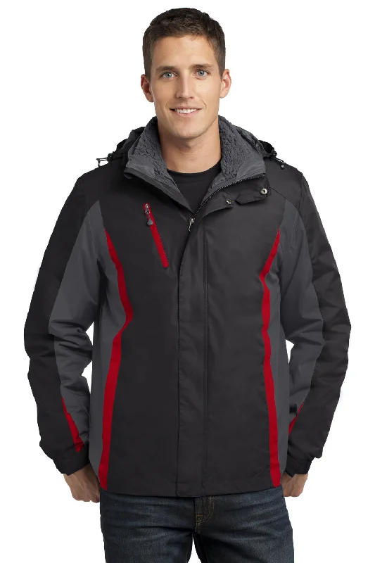 Tailored men jackets to pair with formal trousers for business meetingsPort Authority Mens 3-in-1 Wind & Water Resistant Full Zip Hooded Jacket - Black/Magnet Grey/Signal Red Tailored men jackets to pair with formal trousers for business meetingsPort Authority Mens 3-in-1 Wind & Water Resistant Full Zip Hooded Jacket - Black/Magnet Grey/Signal Red