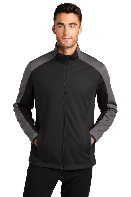 Bomber men jackets with ribbed cuffs for a classic 80s stylePort Authority Mens Active Wind & Water Resistant Full Zip Jacket - Deep Black/Steel Grey Bomber men jackets with ribbed cuffs for a classic 80s stylePort Authority Mens Active Wind & Water Resistant Full Zip Jacket - Deep Black/Steel Grey
