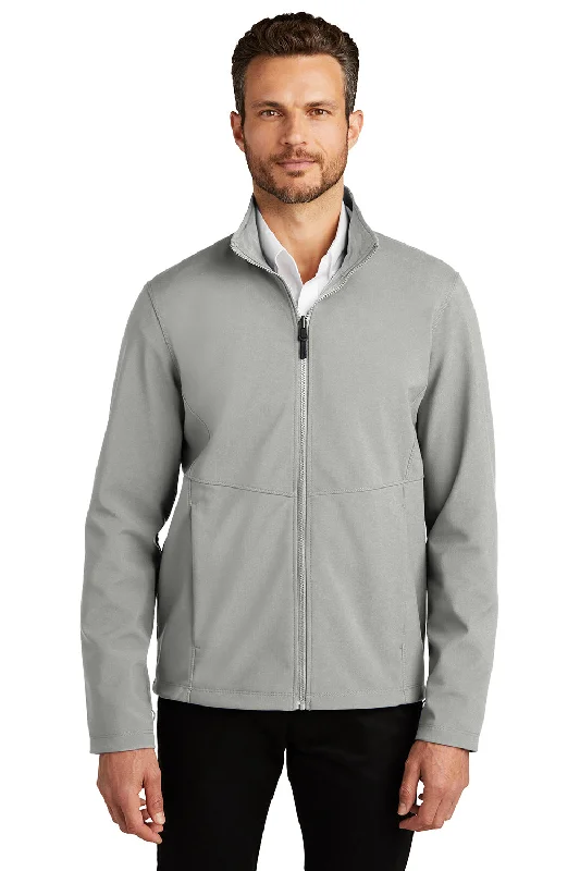 Men jackets with a built - in hood that can be stowed away when not in usePort Authority Mens Collective Wind & Water Resistant Full Zip Jacket - Gusty Grey