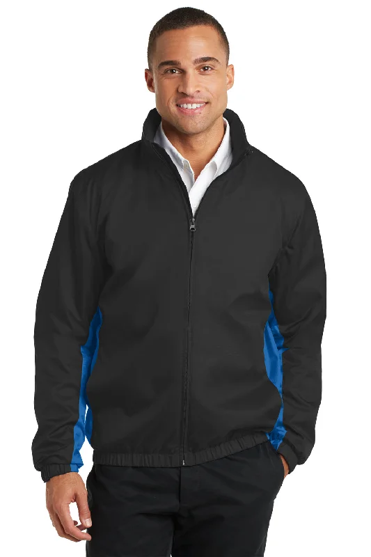 Down - filled men jackets in bright colors for winter fashionPort Authority Mens Core Wind & Water Resistant Full Zip Jacket - Black/Imperial Blue - Closeout Down - filled men jackets in bright colors for winter fashionPort Authority Mens Core Wind & Water Resistant Full Zip Jacket - Black/Imperial Blue - Closeout
