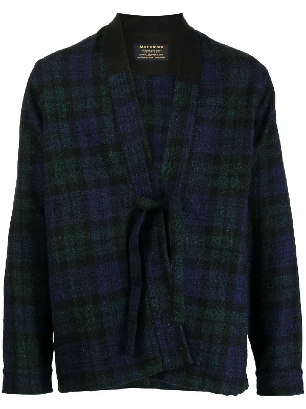 Waterproof men jackets with taped seams for heavy rain protectionTartan Front-Tie Jacket Waterproof men jackets with taped seams for heavy rain protectionTartan Front-Tie Jacket