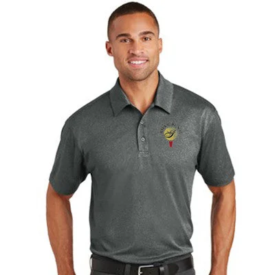Men's long sleeve classic fit polo shirts with embroidered logosPort Authority Trace Heather Polo - K576 Men's long sleeve classic fit polo shirts with embroidered logosPort Authority Trace Heather Polo - K576