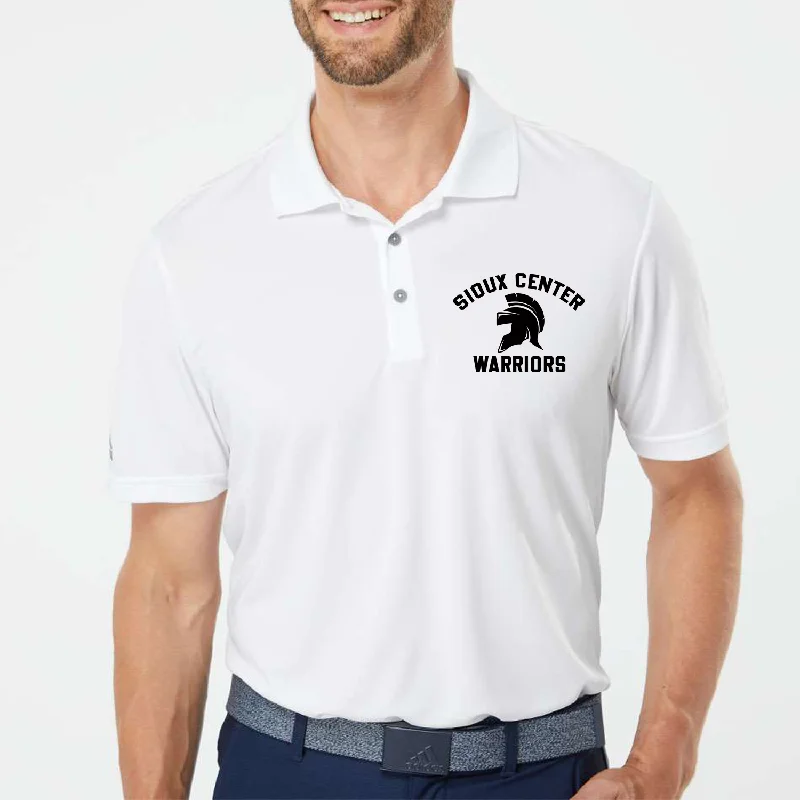 Men's high - collar polo shirts with a modern twistADIDAS WHITE PERFORMANCE POLO