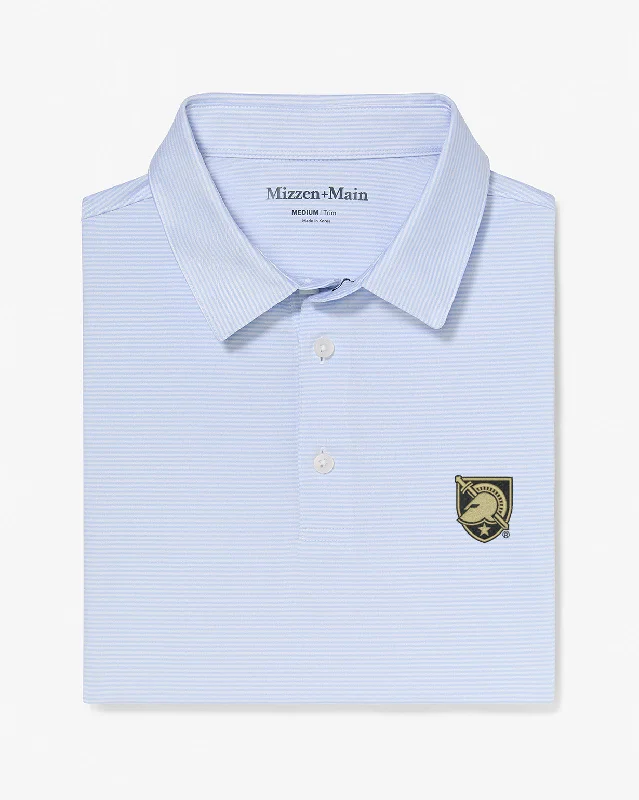 Men's breathable cotton blend polo shirts for summer outingsLight Blue White Stripe