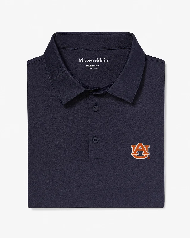 Men's jacquard woven polo shirts with intricate designsNavy Solid