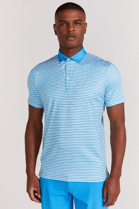 Men's lightweight performance polo shirts for tennis matchesBaker Polo in Malibu Blue Men's lightweight performance polo shirts for tennis matchesBaker Polo in Malibu Blue