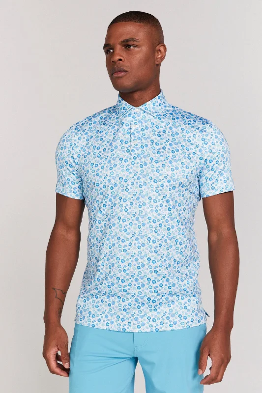 Men's vintage - inspired retro polo shirts with unique patternsBeech Polo in Malibu Blue Men's vintage - inspired retro polo shirts with unique patternsBeech Polo in Malibu Blue