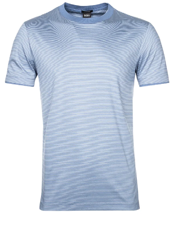 Men's button - front t - shirts with a unique artistic printBoss Tessler T-shirt Stone Blue Melange Men's button - front t - shirts with a unique artistic printBoss Tessler T-shirt Stone Blue Melange