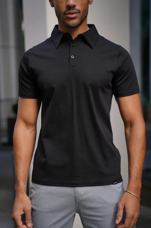 Men's lightweight performance polo shirts for tennis matchesCapo MERCERISED Polo Shirt - Black Men's lightweight performance polo shirts for tennis matchesCapo MERCERISED Polo Shirt - Black