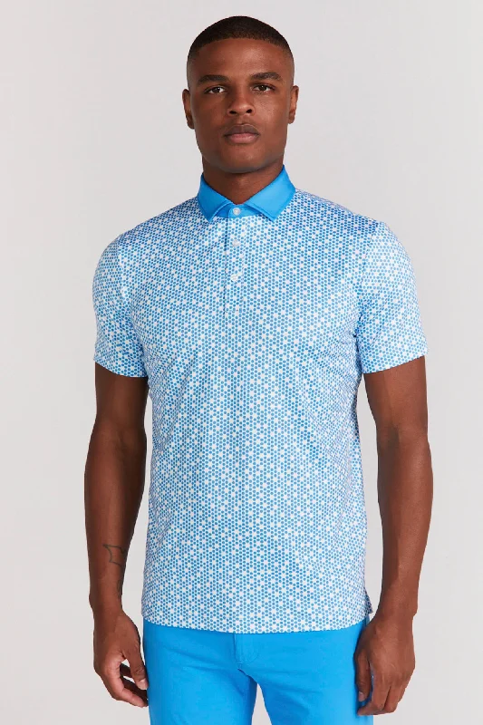 Men's ribbed cuffs and hem polo shirts for a textured lookClyde Polo in Malibu Blue