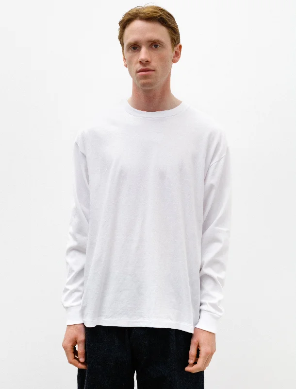 Men's distressed denim - look t - shirts with a rugged appealOpen End Cotton LS T-Shirt White Men's distressed denim - look t - shirts with a rugged appealOpen End Cotton LS T-Shirt White
