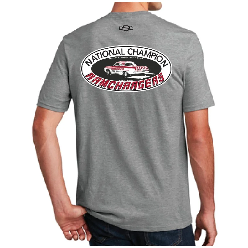 Men's short - sleeve linen t - shirts for summer beach outingsMens Ramchargers National Champion T-shirt (Heather Grey) Men's short - sleeve linen t - shirts for summer beach outingsMens Ramchargers National Champion T-shirt (Heather Grey)
