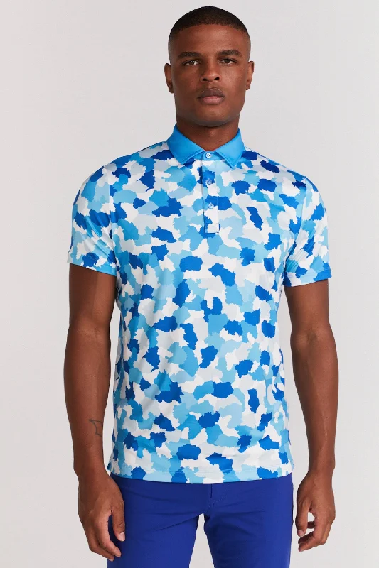 Men's vintage - inspired retro polo shirts with unique patternsDawson Polo in Malibu Blue Men's vintage - inspired retro polo shirts with unique patternsDawson Polo in Malibu Blue