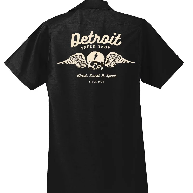 Men's printed Hawaiian t - shirts for tropical vacationsDetroit Speed Shop Wings Mechanic Men's printed Hawaiian t - shirts for tropical vacationsDetroit Speed Shop Wings Mechanic