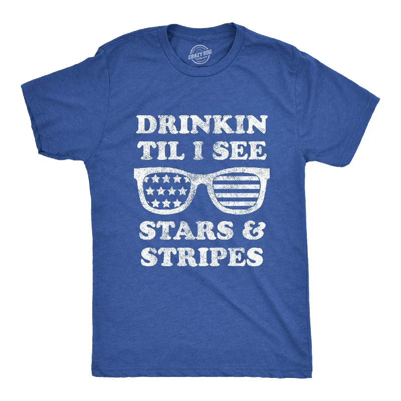 Men's ribbed t - shirts with a textured finish for added styleDrinkin Til I See Stars And Stripes Men's T Shirt Men's ribbed t - shirts with a textured finish for added styleDrinkin Til I See Stars And Stripes Men's T Shirt