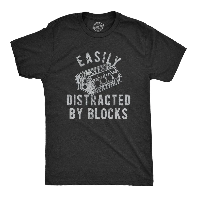 Men's distressed denim - look t - shirts with a rugged appealEasily Distracted By Blocks Men's T Shirt Men's distressed denim - look t - shirts with a rugged appealEasily Distracted By Blocks Men's T Shirt
