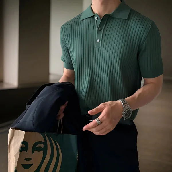 Men's formal - style silk blend polo shirts for special occasionsStriped Green Polo T-Shirt Men's formal - style silk blend polo shirts for special occasionsStriped Green Polo T-Shirt