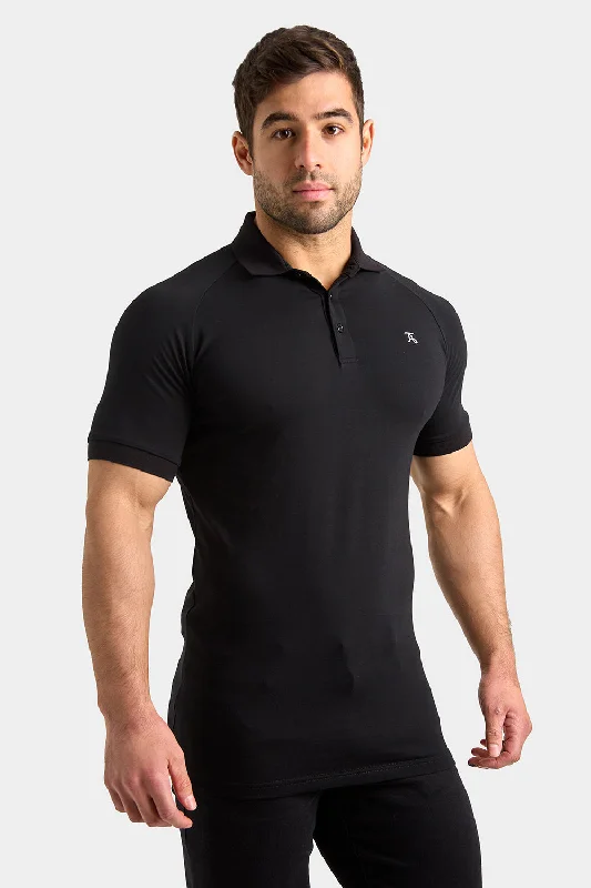 Men's slim fit short sleeve polo shirts with contrast collarsMuscle Fit Polo Shirt in Black Men's slim fit short sleeve polo shirts with contrast collarsMuscle Fit Polo Shirt in Black