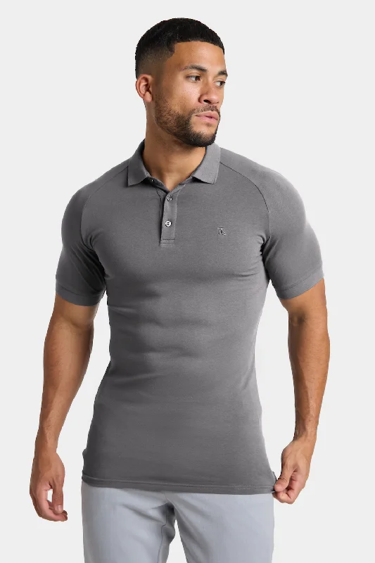 Men's high - collar polo shirts with a modern twistMuscle Fit Polo Shirt in Charcoal Men's high - collar polo shirts with a modern twistMuscle Fit Polo Shirt in Charcoal