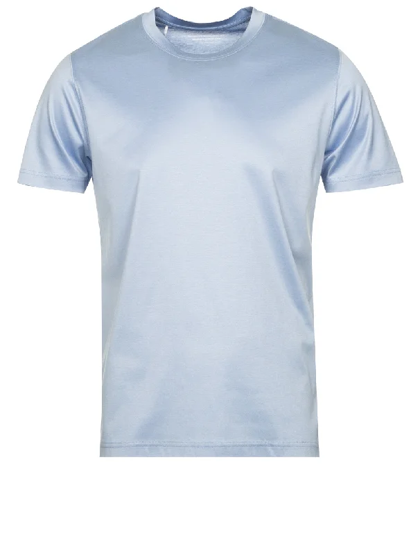 Men's thermal t - shirts with a high - neck design for cold weatherFilo Di Scozia Crew Neck T-Shirt Light Blue Men's thermal t - shirts with a high - neck design for cold weatherFilo Di Scozia Crew Neck T-Shirt Light Blue