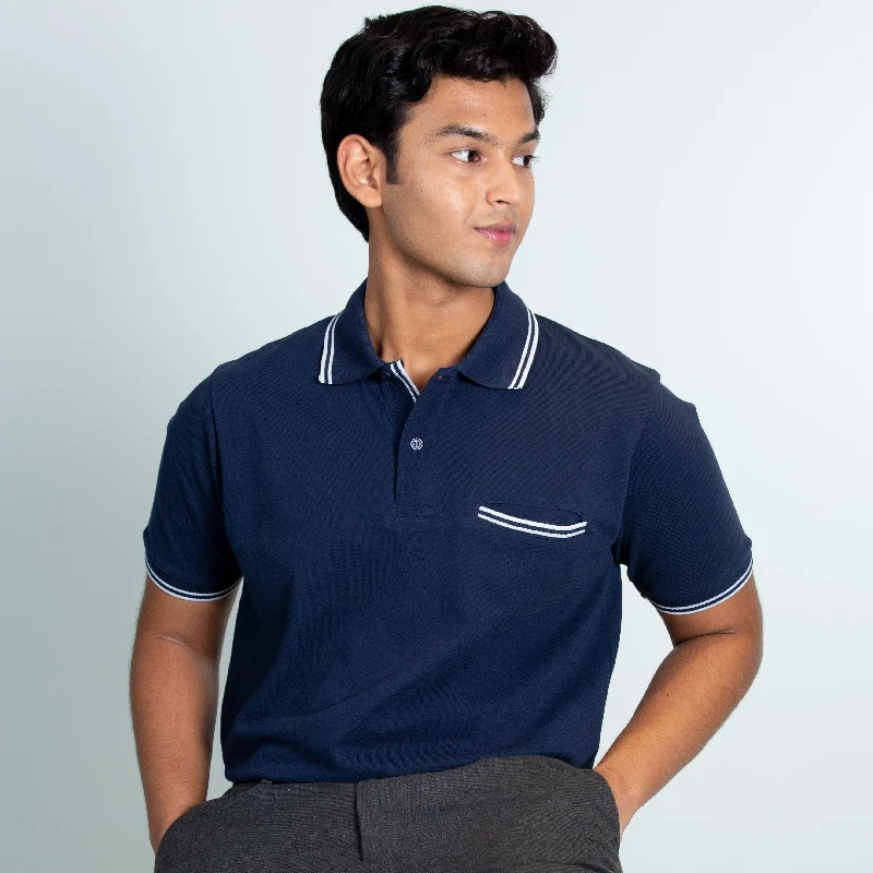 Men's slim fit short sleeve polo shirts with contrast collarsExecutive POLO | Navy