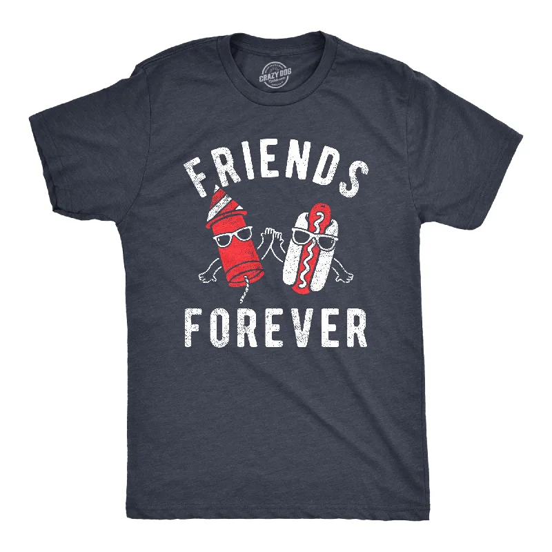 Men's smart - casual checkered t - shirts for semi - formal occasionsFriends Forever Firecracker Hot Dog Men's T Shirt