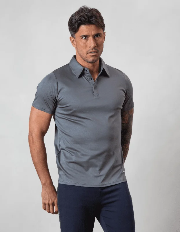 Men's high - collar polo shirts with a modern twistGrey Mercerised Polo