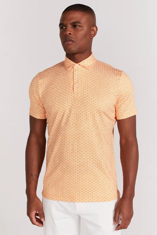 Men's ribbed cuffs and hem polo shirts for a textured lookHarrow Polo in Tangelo