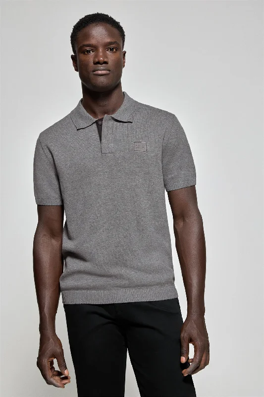 Men's button - down spread collar polo shirts for business casualPolo de punto gris vigoré de manga corta y logo Polo Club Men's button - down spread collar polo shirts for business casualPolo de punto gris vigoré de manga corta y logo Polo Club