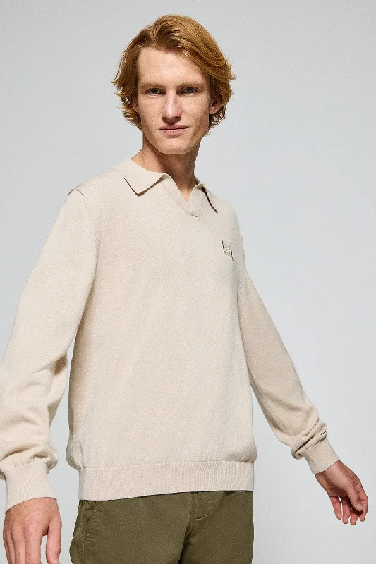 Men's formal - style silk blend polo shirts for special occasionsJersey beige Martin de cuello polo y pico con detalle Polo Club Men's formal - style silk blend polo shirts for special occasionsJersey beige Martin de cuello polo y pico con detalle Polo Club