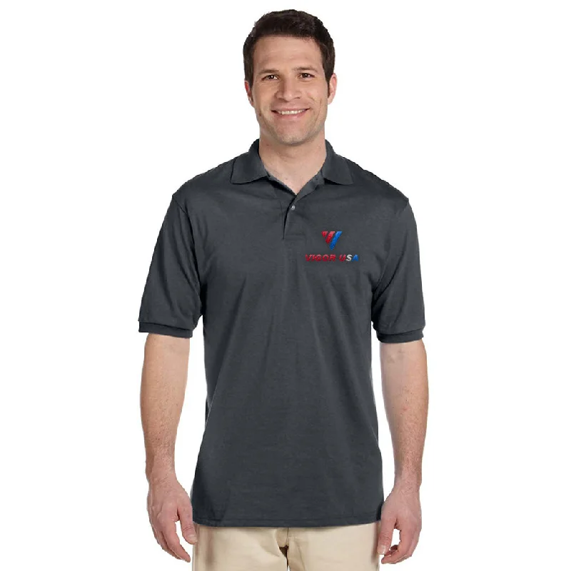Men's breathable cotton blend polo shirts for summer outingsJerzees 5.6oz, 50/50 Jersey Polo with SpotShield Men's breathable cotton blend polo shirts for summer outingsJerzees 5.6oz, 50/50 Jersey Polo with SpotShield