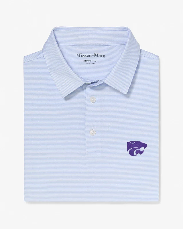 Men's long sleeve classic fit polo shirts with embroidered logosLight Blue White Stripe Men's long sleeve classic fit polo shirts with embroidered logosLight Blue White Stripe