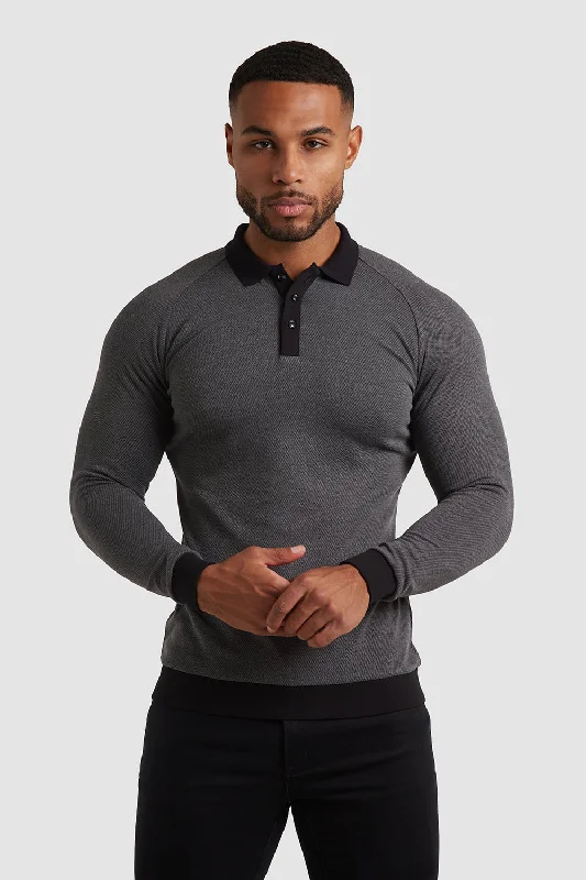 Men's reversible polo shirts with two different looksKnit Look Polo Shirt in Charcoal Men's reversible polo shirts with two different looksKnit Look Polo Shirt in Charcoal