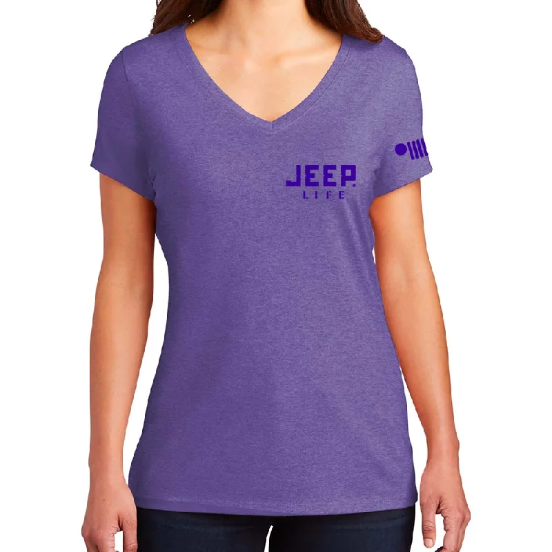 Men's thermal t - shirts with a high - neck design for cold weatherLadies Jeep® Life Purple Tone Triblend V-neck Men's thermal t - shirts with a high - neck design for cold weatherLadies Jeep® Life Purple Tone Triblend V-neck