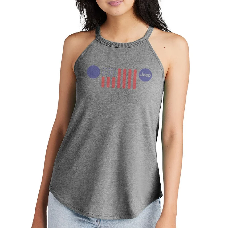 Men's slim - fit graphic t - shirts with vintage rock band printsLadies Jeep® Flag Grille Rocker Tank Top - Grey Triblend Men's slim - fit graphic t - shirts with vintage rock band printsLadies Jeep® Flag Grille Rocker Tank Top - Grey Triblend