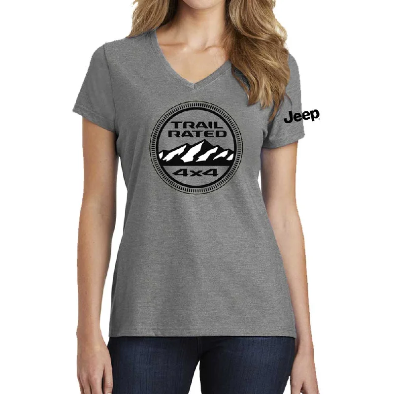 Men's tie - dye t - shirts with a bohemian styleLadies Jeep® Trail Rated V-neck - Heather Grey Men's tie - dye t - shirts with a bohemian styleLadies Jeep® Trail Rated V-neck - Heather Grey