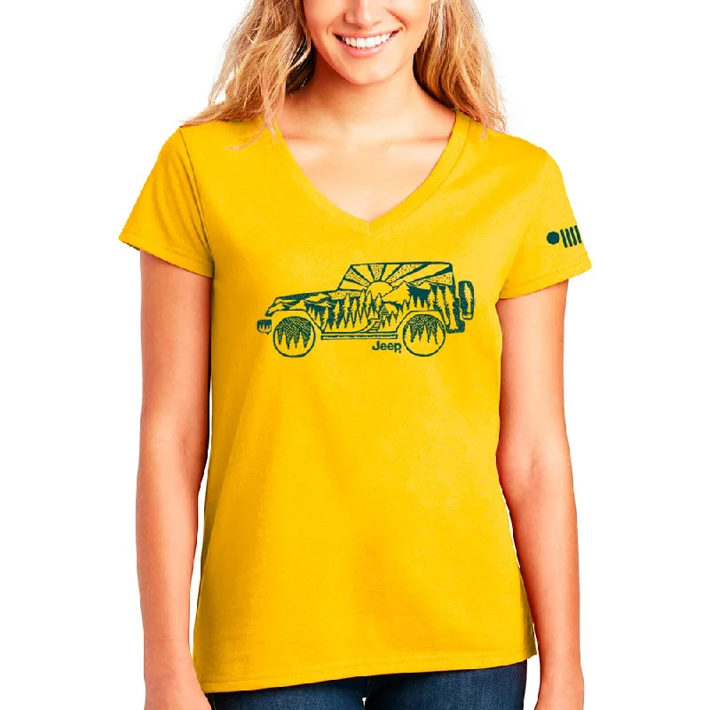 Men's smart - casual checkered t - shirts for semi - formal occasionsLadies Jeep® V-neck Atomic Side - Maize Men's smart - casual checkered t - shirts for semi - formal occasionsLadies Jeep® V-neck Atomic Side - Maize