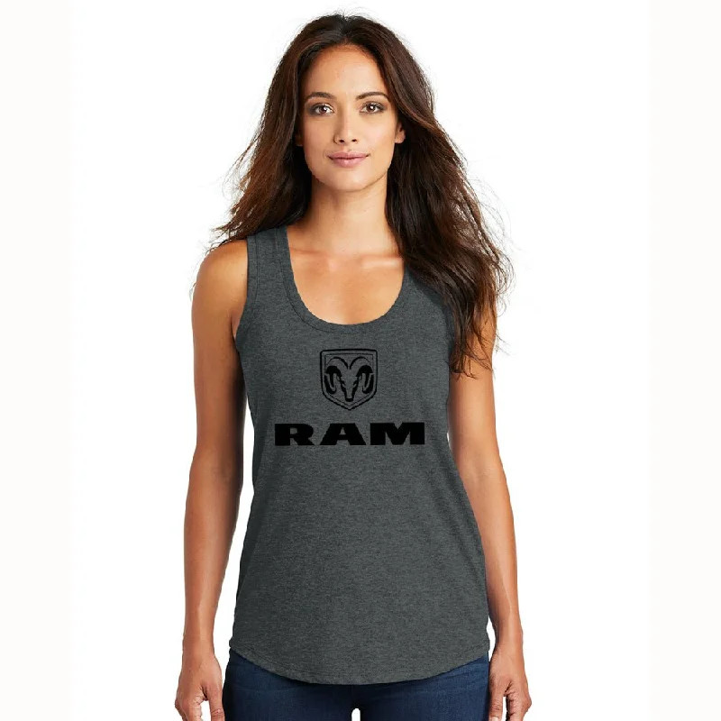 Men's plus - size pocket t - shirts with a classic lookLadies RAM Stacked Logo Tank Top - Heather Black Triblend Men's plus - size pocket t - shirts with a classic lookLadies RAM Stacked Logo Tank Top - Heather Black Triblend