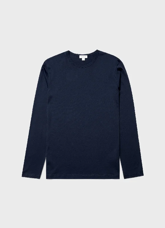Men's slim - fit graphic t - shirts with vintage rock band printsMen's Classic Long Sleeve T-shirt in Navy Men's slim - fit graphic t - shirts with vintage rock band printsMen's Classic Long Sleeve T-shirt in Navy