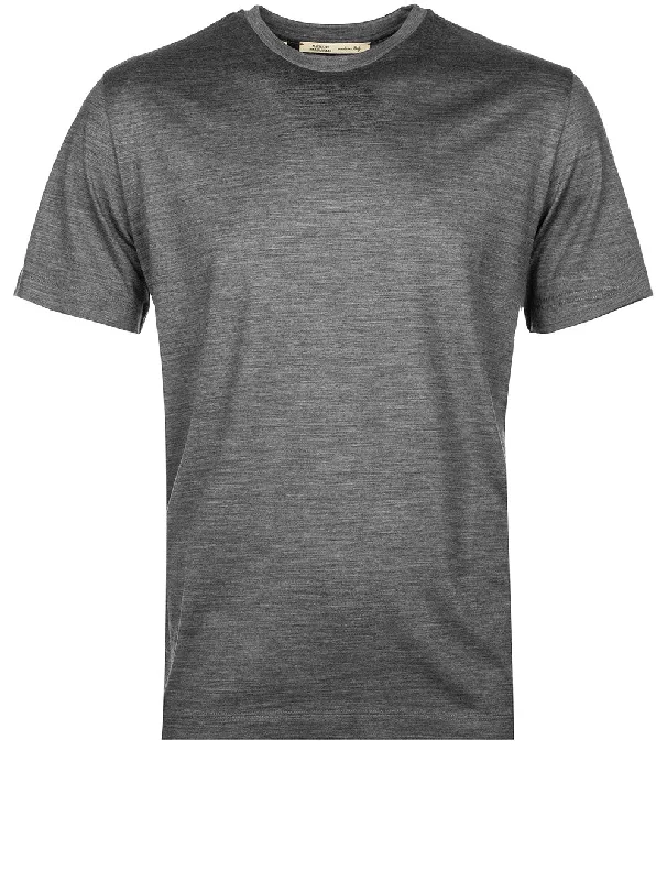 Men's lightweight performance t - shirts for running marathonsShort Sleeve Wool T-shirt Grey Men's lightweight performance t - shirts for running marathonsShort Sleeve Wool T-shirt Grey