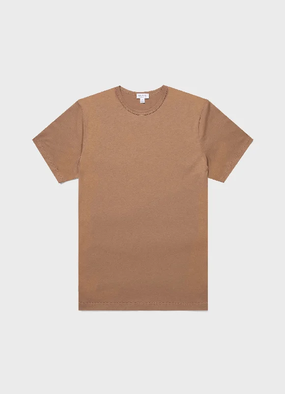 Men's button - front t - shirts with a unique artistic printMen's Classic T-shirt in Almond Men's button - front t - shirts with a unique artistic printMen's Classic T-shirt in Almond