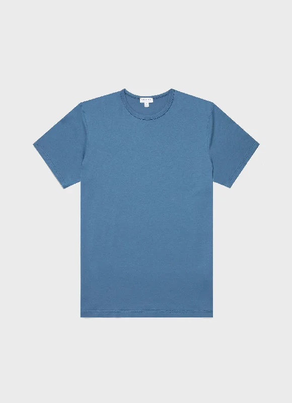 Men's mock - neck t - shirts with a modern and sleek styleMen's Classic T-shirt in Steel Blue Men's mock - neck t - shirts with a modern and sleek styleMen's Classic T-shirt in Steel Blue