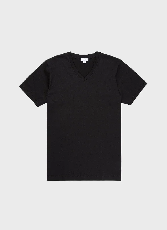 Men's thermal t - shirts with a high - neck design for cold weatherMen's Riviera V-neck T-shirt in Black Men's thermal t - shirts with a high - neck design for cold weatherMen's Riviera V-neck T-shirt in Black