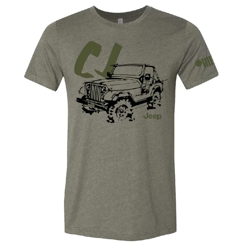 Men's smart - casual checkered t - shirts for semi - formal occasionsMens Jeep® CJ - LDD Series - Triblend Military Green T-Shirt