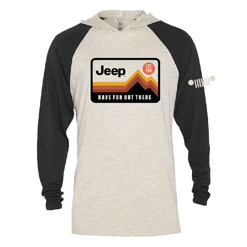Men's UV - protection t - shirts for outdoor activities in the sunMens Jeep® Have Fun Out There Long Sleeve Hooded T-Shirt - Black / Natural Men's UV - protection t - shirts for outdoor activities in the sunMens Jeep® Have Fun Out There Long Sleeve Hooded T-Shirt - Black / Natural